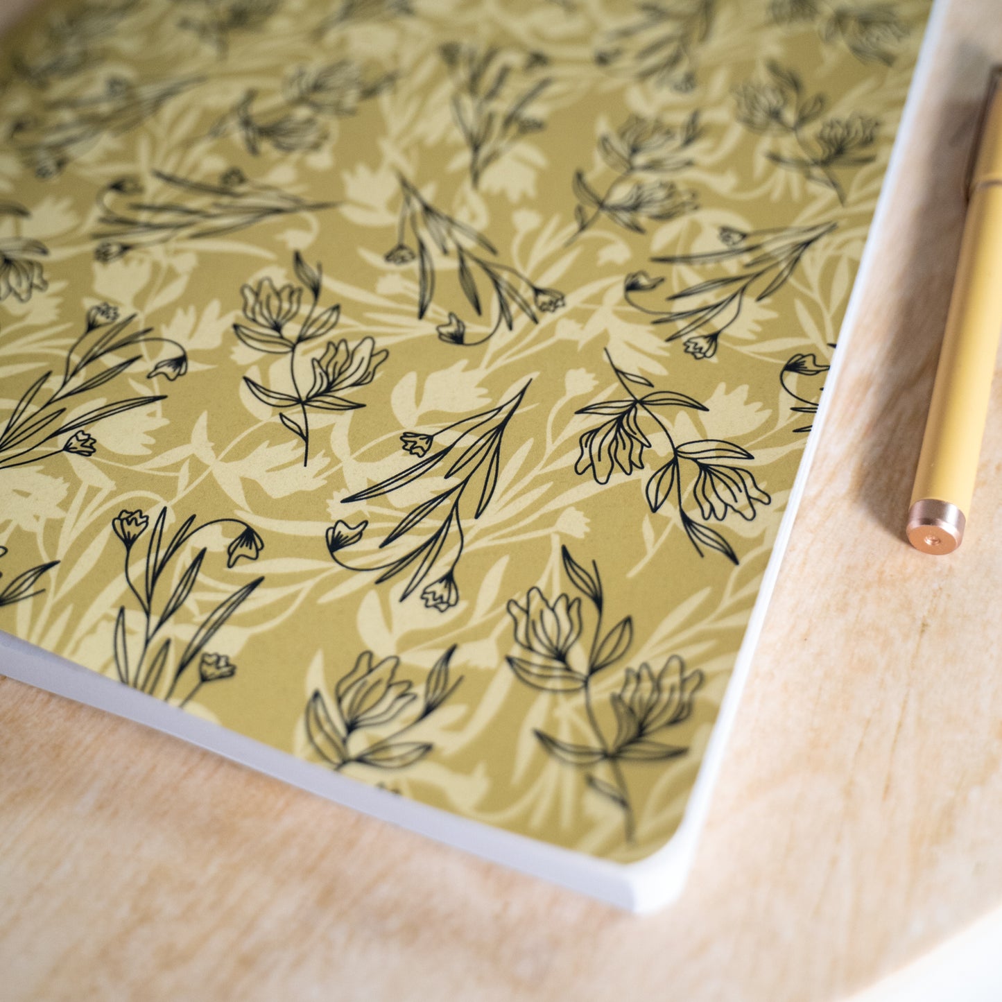 Olive floral layflat notebook