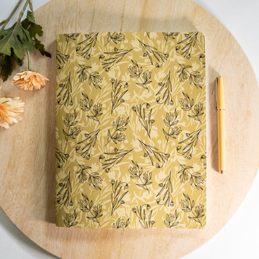 Olive floral layflat notebook